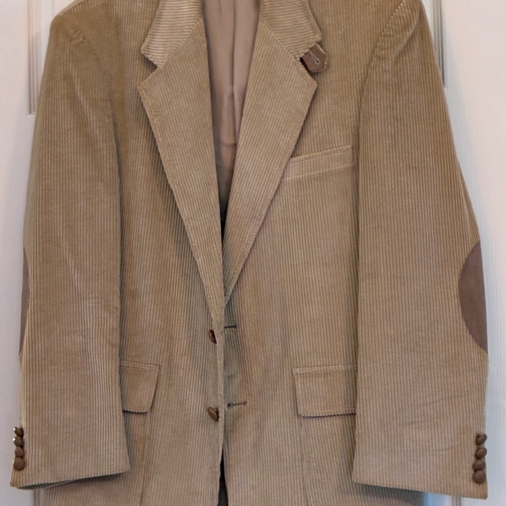 Men's Classic Tan Corduroy Professor Blazer 42R. Elbow Patches. Lined.
